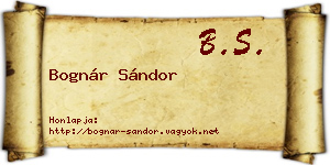 Bognár Sándor névjegykártya
